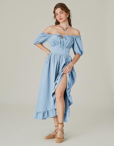 Scarlet Darkness Off Shoulder Renaissance Dress Light Blue