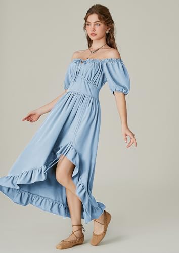 Scarlet Darkness Off Shoulder Renaissance Dress Light Blue
