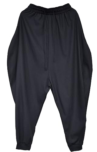 Black Anime Harem Pants with Elastic Waist