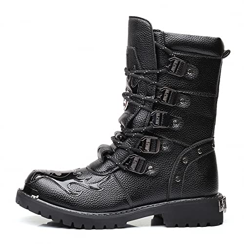 Gothic Retro Leather Military Boots for Men