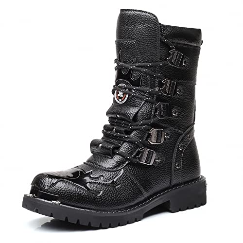 Gothic Retro Leather Military Boots for Men