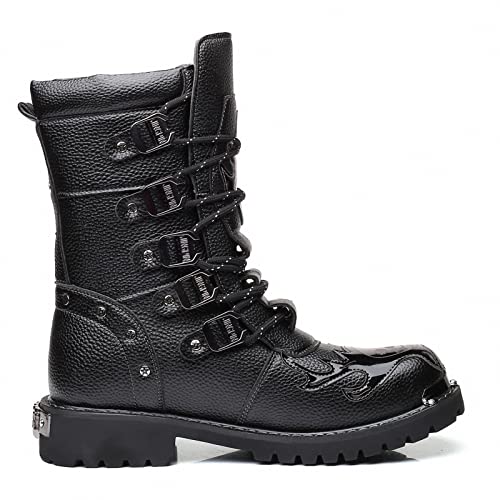 Gothic Retro Leather Military Boots for Men