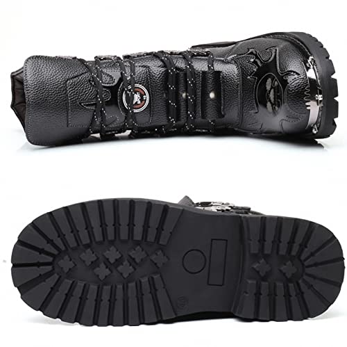 Gothic Retro Leather Military Boots for Men