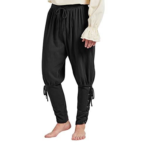 Black Pirate Pants for Men - Renaissance Viking Medieval