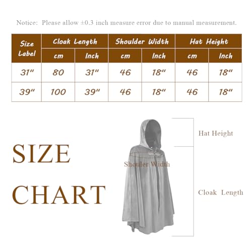Medieval Renaissance Hooded Cape for Women and Men