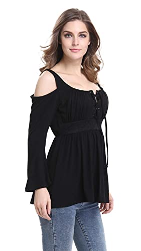 Mooncolour Hollow Out Loose Blouse - Black