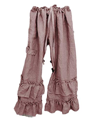 Wide Leg Linen Pants in Pink