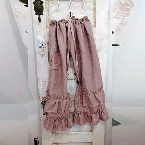 Wide Leg Linen Pants in Pink