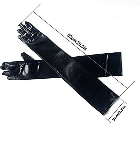 Black Faux Leather Elbow Length Gloves - Cat Woman