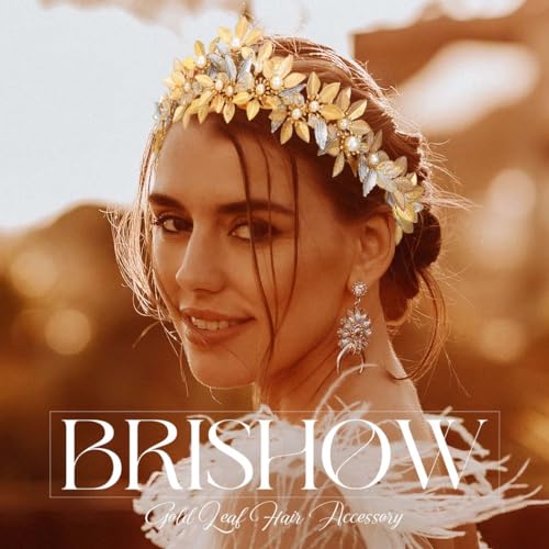 Gold Leaf Headband Goddess Headdress with Pearl