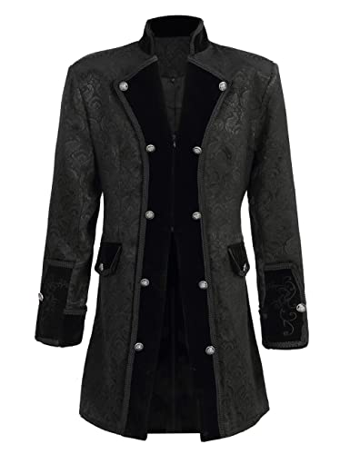 Black Gothic Steampunk Tailcoat for Men XX-Large