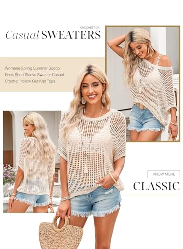 Dokotoo Crochet Hollow Out Sweater Top Beach Cover-Up