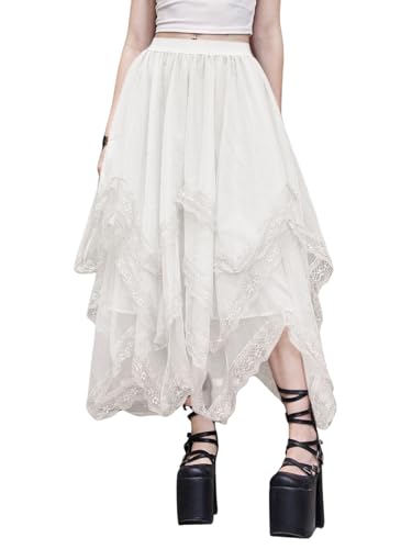 Verdusa Women's Ethereal White Asymmetrical Tulle Skirt