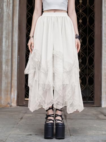 Verdusa Women's Ethereal White Asymmetrical Tulle Skirt