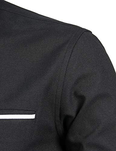 Men's Mandarin Collar Button Down Shirt - Black