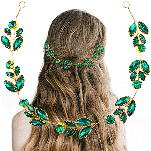 Green Crystal Leaf Headpiece for Bride Wedding Fantasy