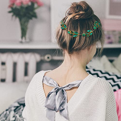 Green Crystal Leaf Headpiece for Bride Wedding Fantasy