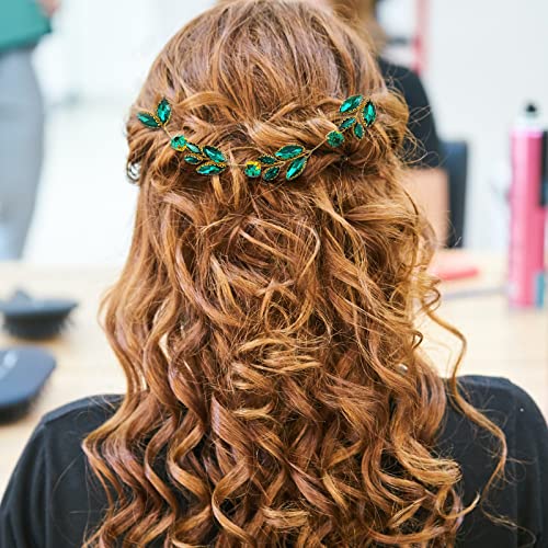 Green Crystal Leaf Headpiece for Bride Wedding Fantasy