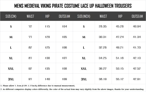 Makkrom Mens Pirate Costume Gothic Cosplay Pants, Brown