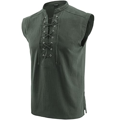 Mens Pirate Styled Shirt, GreyGreen