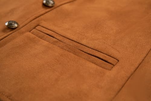 Mens Double Breasted Leather Waistcoat Wedding Vest