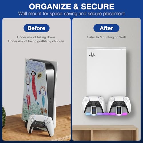 MEQI PS5 Wall Mount with Charging Station