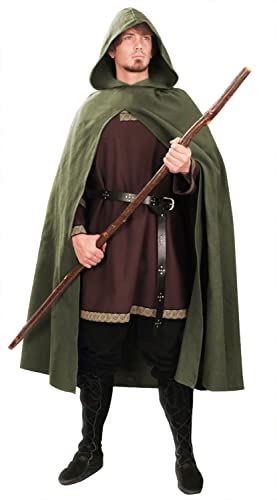 Green Renaissance Hooded Cape Witch Cloak Medieval Costume