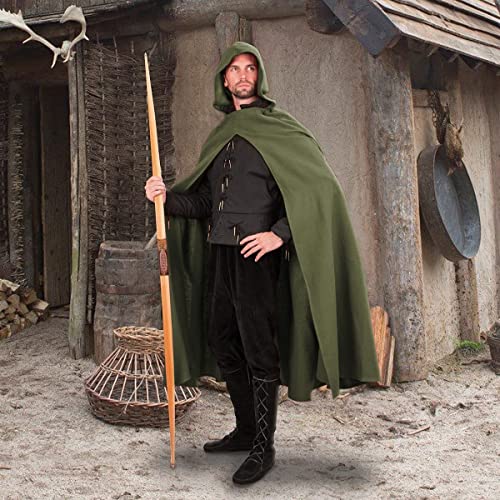 Green Renaissance Hooded Cape Witch Cloak Medieval Costume
