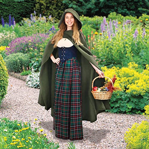 Green Renaissance Hooded Cape Witch Cloak Medieval Costume