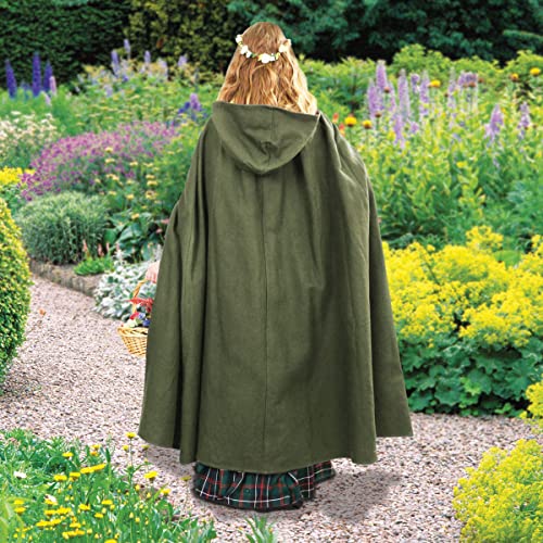 Green Renaissance Hooded Cape Witch Cloak Medieval Costume