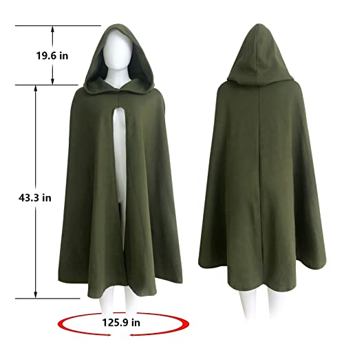 Green Renaissance Hooded Cape Witch Cloak Medieval Costume