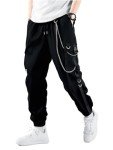 Men's Chain Cargo Pants with Flap Pocket, Drawstring