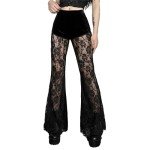 Gothic Lace Bell Bottom Flare Leggings - High Waist