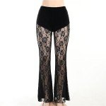 Gothic Lace Bell Bottom Flare Leggings - High Waist