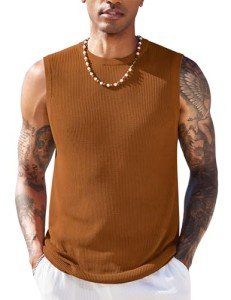 Men's Knit Tank Top Vest, Brown