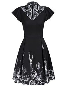 Black Gothic Dress with Ruffle Sleeves