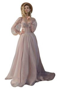 Enchanting Dusty Rose Puffy Sleeve Ball Gown
