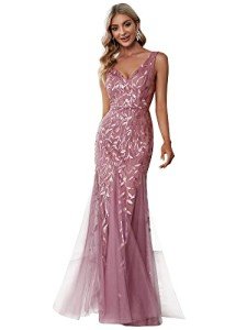 Orchid V-Neck Mermaid Dress for Fantasy Weddings