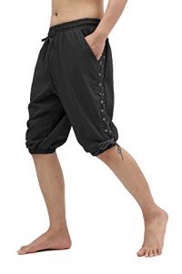 Medieval Pirate Banded Shorts in Gothic Black for Men