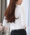 Victorian-inspired Women's Pleated Button Down Blouse White