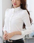 Victorian-inspired Women's Pleated Button Down Blouse White
