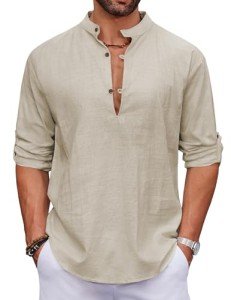 Men's Cotton Linen Tunic Shirt