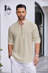 Men's Cotton Linen Tunic Shirt
