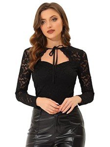 Allegra K Gothic Slim Fit Lace Choker Top