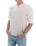 White Dragon Print Men's Top