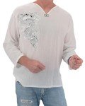 White Dragon Print Men's Top
