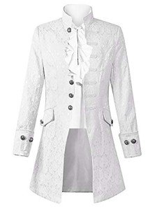 White Large Steampunk Renaissance Pirate Jacket - Men's