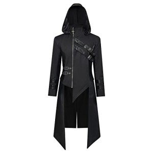 Men's Steampunk Gothic Leather Tailcoat Jacket Medieval Costume