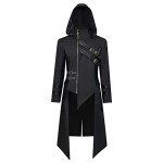 Men's Steampunk Gothic Leather Tailcoat Jacket Medieval Costume