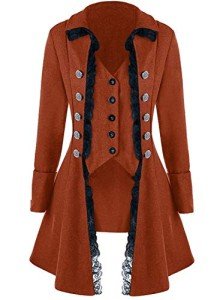 VNVNE Gothic Steampunk Victorian Coat for Women, Brown